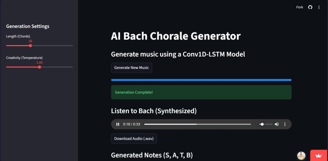 AI Bach Chorale Generator